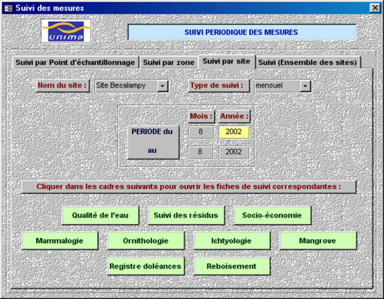 Mise en place d’un Système Informatisé de Suivi – Évaluation du volet environnemental  de l&rsquo;UNIMA